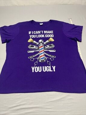 Port and Company Purple Barber Tools Graphic Tee